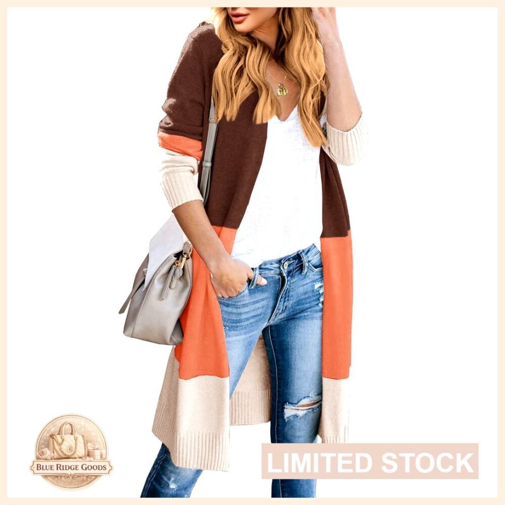 Open Front Cardigan Long Sleeve Loose Knit Lightweight Sweater